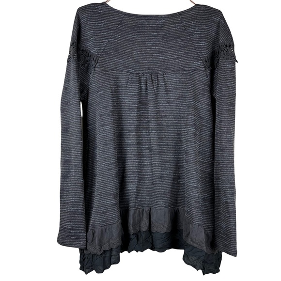 Anthropologie Meadow Rue Grey Lace Boho Blouse Size Large - Picture 2 of 5